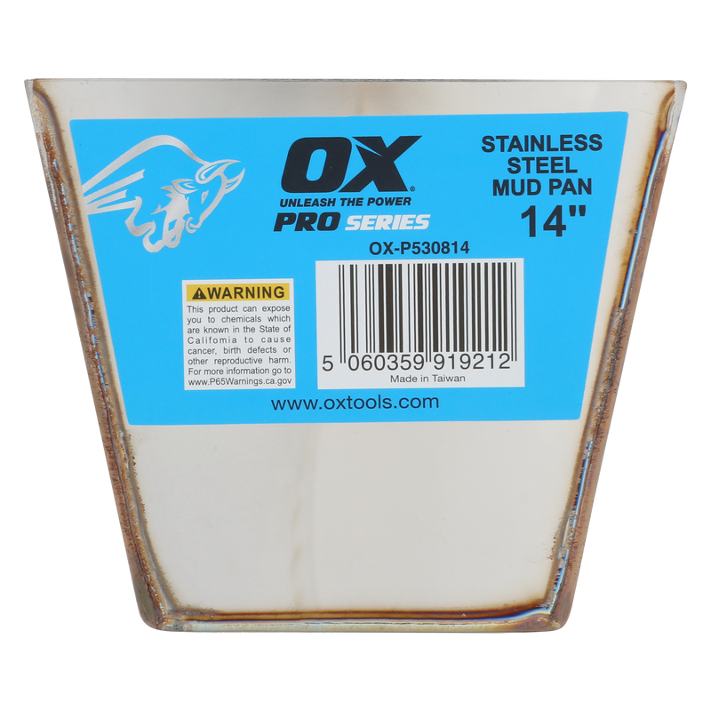 OX Tools OX-P530814 Pro Stainless Steel Plasterers Mud Pan - 14 in / 350mm
