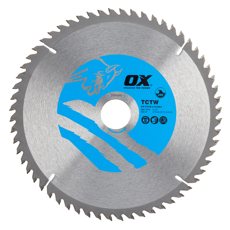 OX Tools OX-TCTW-2163060 Wood Cutting Circular Saw Blade 216/30mm, 60 Teeth ATB