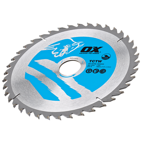 OX Tools OX-TCTW-1903040 Wood Cutting Circular Saw Blade 190/30mm, 40 Teeth ATB
