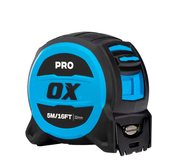 OX Hand Tools P506405 Pro 5m/16ft Tuff Blade Tape Measure - Magnetic Dual Hook & 32mm Wide Blade