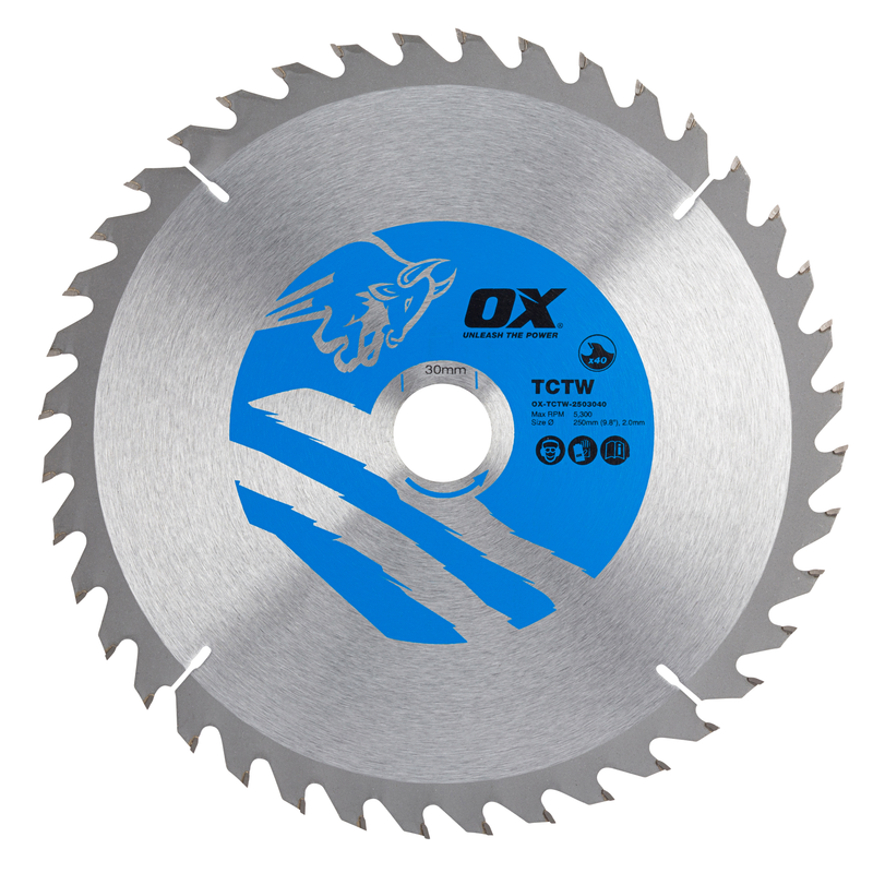 OX Tools OX-TCTW-2503040 Wood Cutting Circular Saw Blade 250/30mm, 40 Teeth ATB