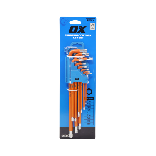 OX Hand Tools P322709 Pro Tamperproof Torx Key Long (9 Piece Set)