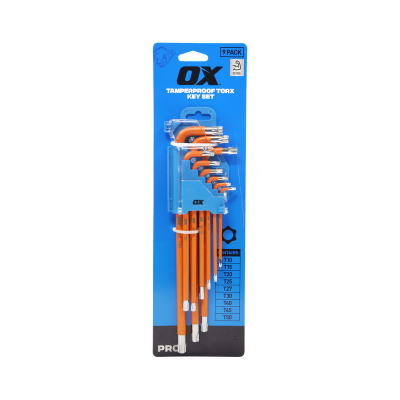 OX Hand Tools P322709 Pro Tamperproof Torx Key Long (9 Piece Set)