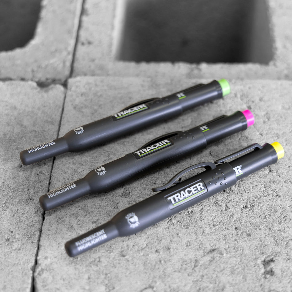 TRACER Highlighter Markers Pk3 (Yellow, Pink, Green) c/w Site Holsters