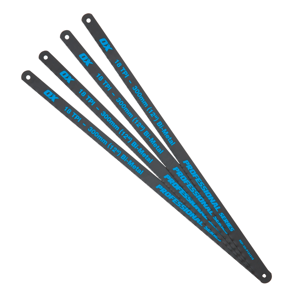 OX Tools OX-P131318 Pro 12" Hacksaw Blades 18 TPI Pack 4