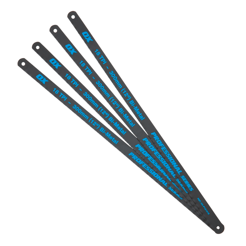 OX Tools OX-P131318 Pro 12" Hacksaw Blades 18 TPI Pack 4