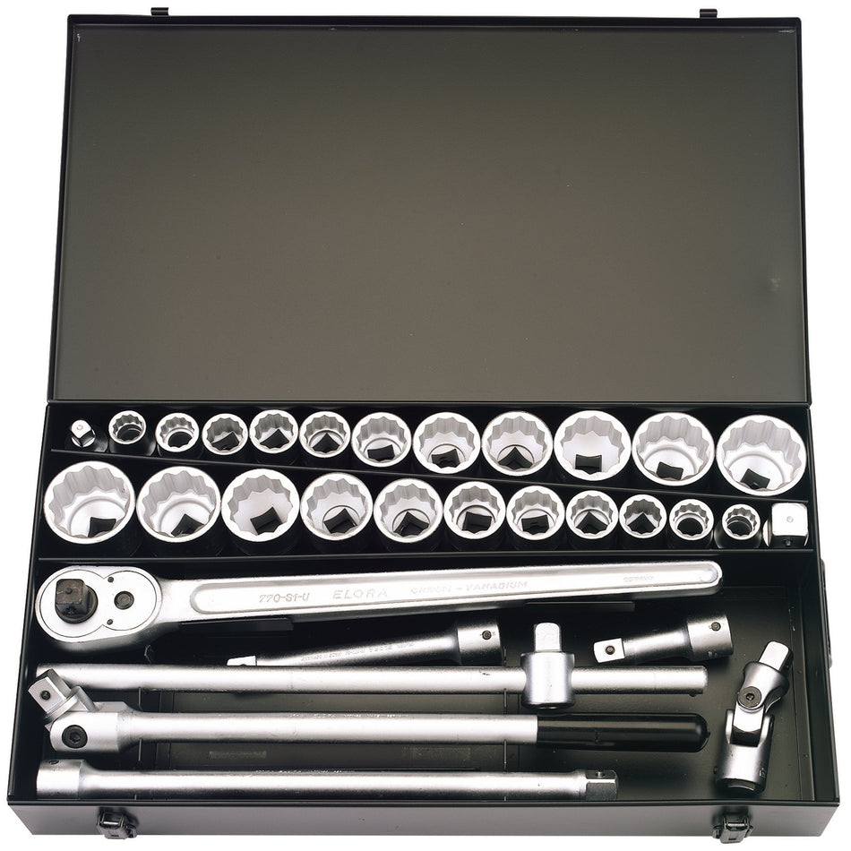 Draper 00335 Metric and Imperial Socket Set, 3/4" Sq. Dr. (31 Piece)