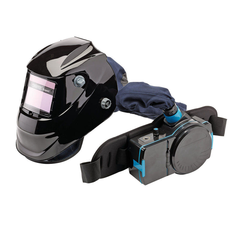 Draper 02518 Draper Expert Air-Fed PAPR Auto-Darkening Welding Helmet, Black