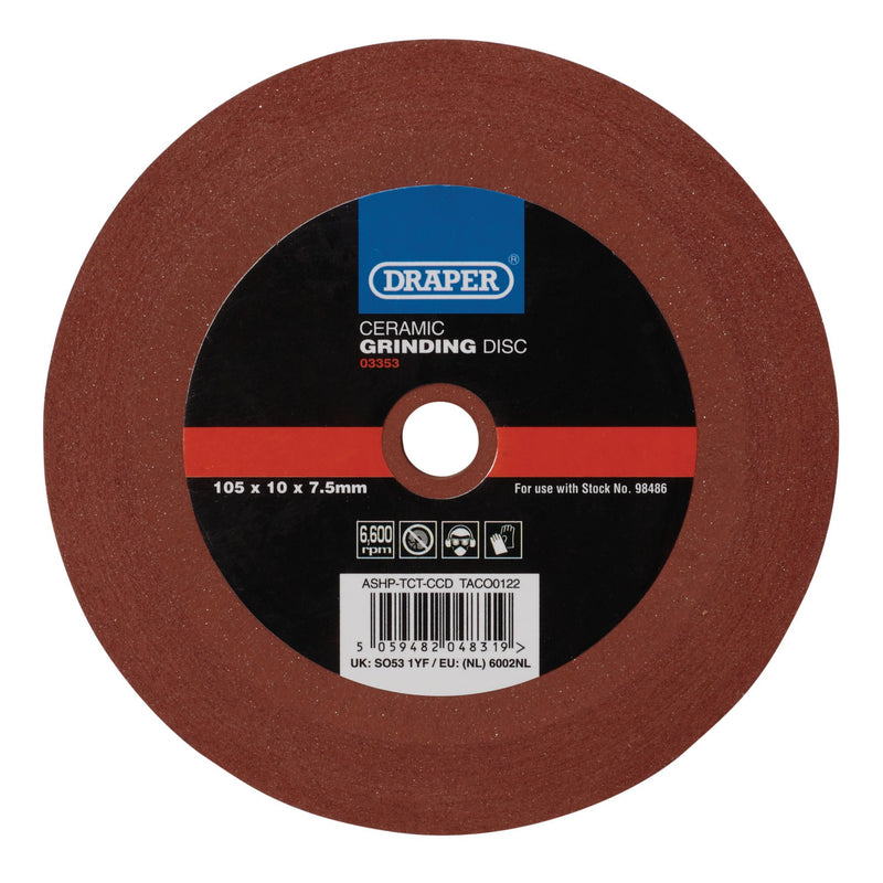 Draper 03353 Ceramic Grinding Disc for use with Stock No. 98486