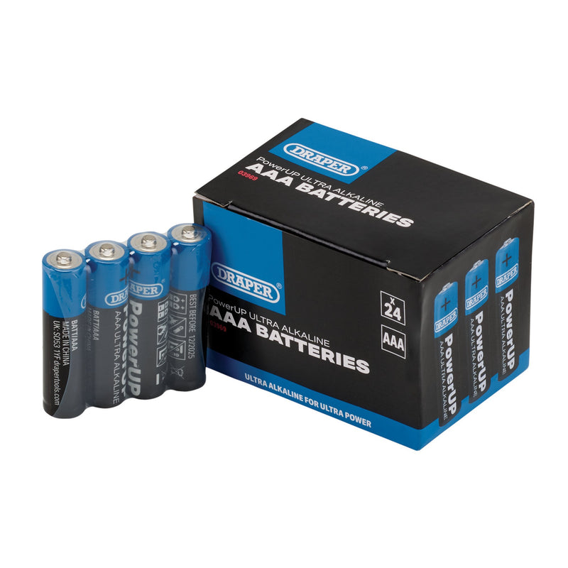 Draper 03969 Draper PowerUP Ultra Alkaline AAA Batteries (Pack of 24)