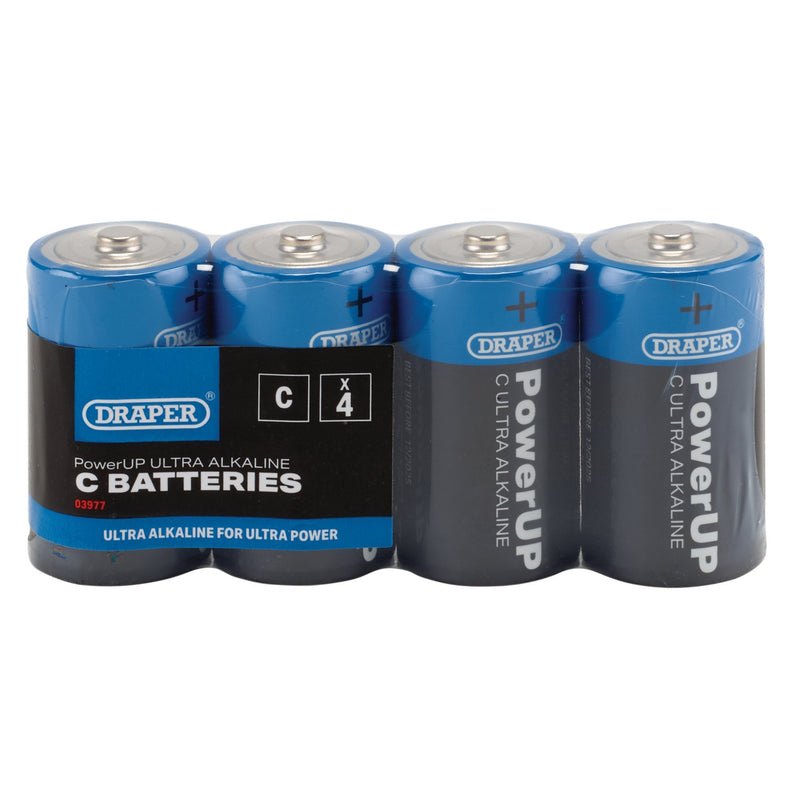 Draper 03977 Draper PowerUP Ultra Alkaline C Batteries (Pack of 4)