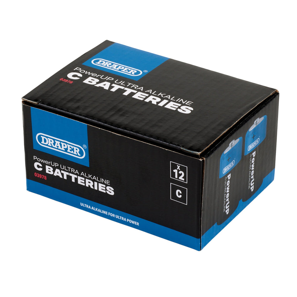 Draper 03978 Draper PowerUP Ultra Alkaline C Batteries (Pack of 12)