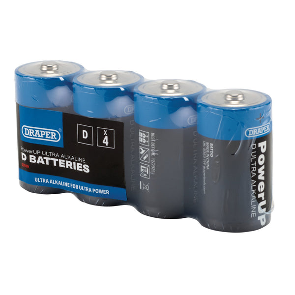 Draper 03979 Draper PowerUP Ultra Alkaline D Batteries (Pack of 4)