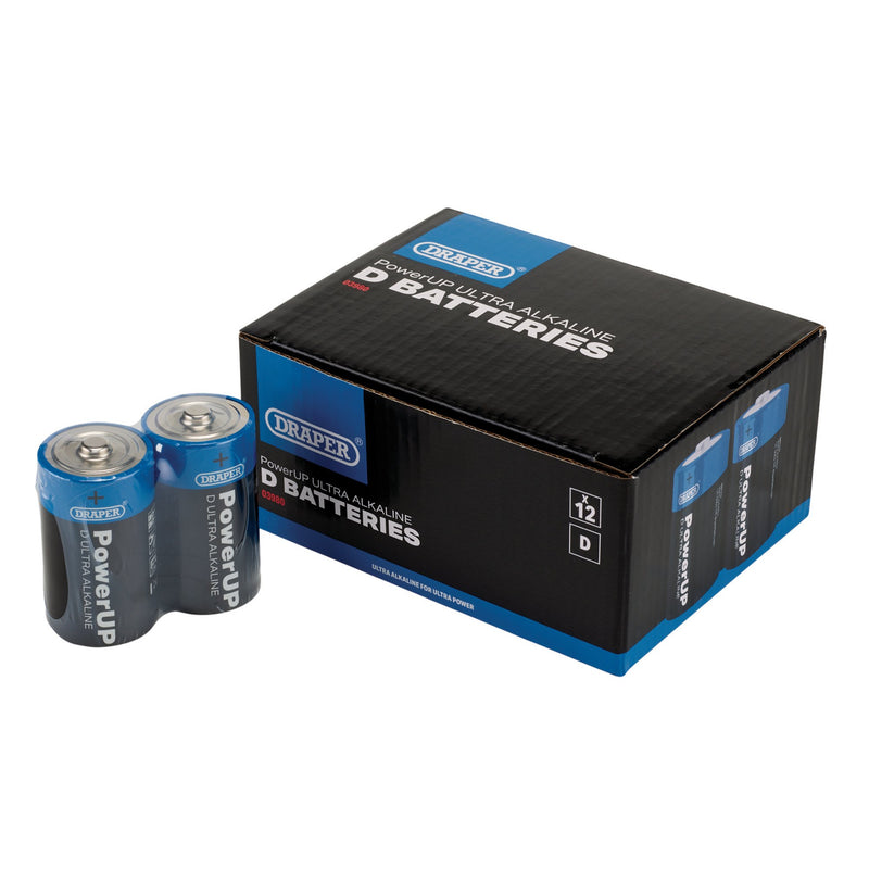 Draper 03980 Draper PowerUP Ultra Alkaline D Batteries (Pack of 12)