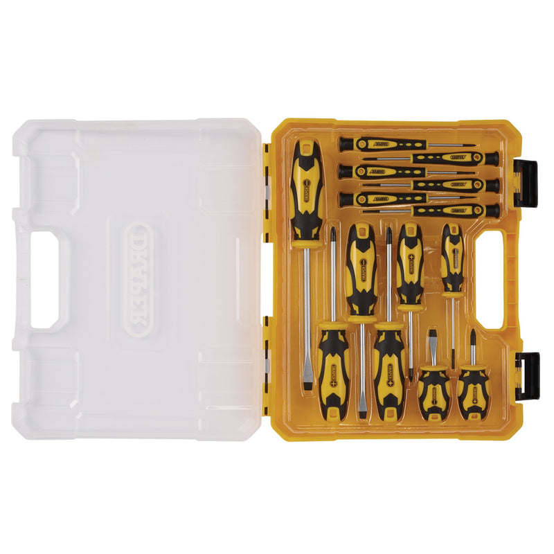 Draper 03988 Screwdriver Set with Case, Yellow (14 Piece)