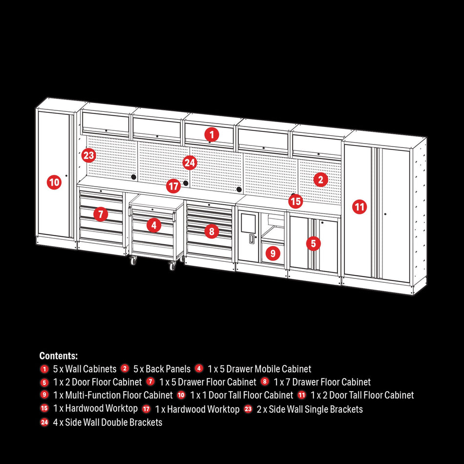 BUNKER® 04390 Modular Storage Combo with Hardwood Worktop (25 Piece)