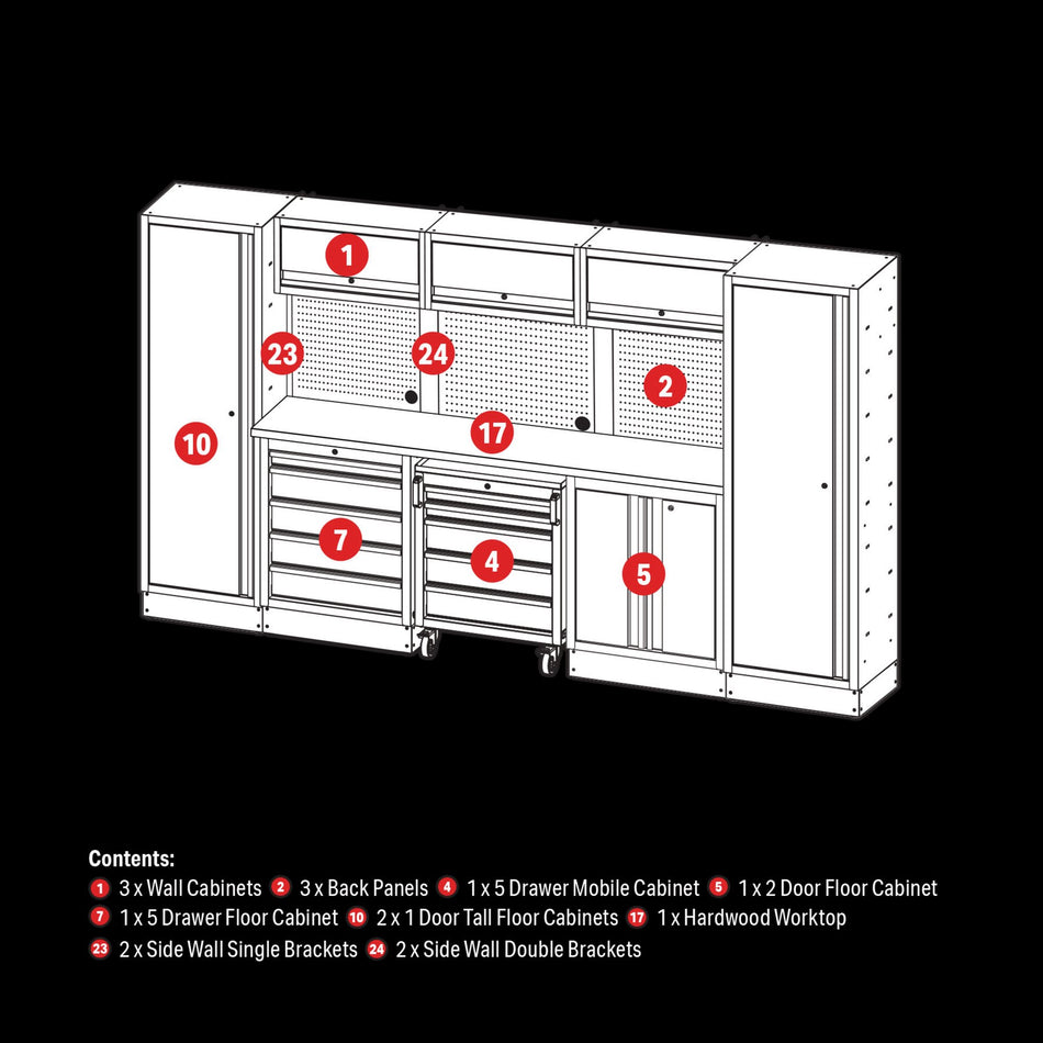 BUNKER® 04398 Modular Storage Combo with Hardwood Worktop (16 Piece)