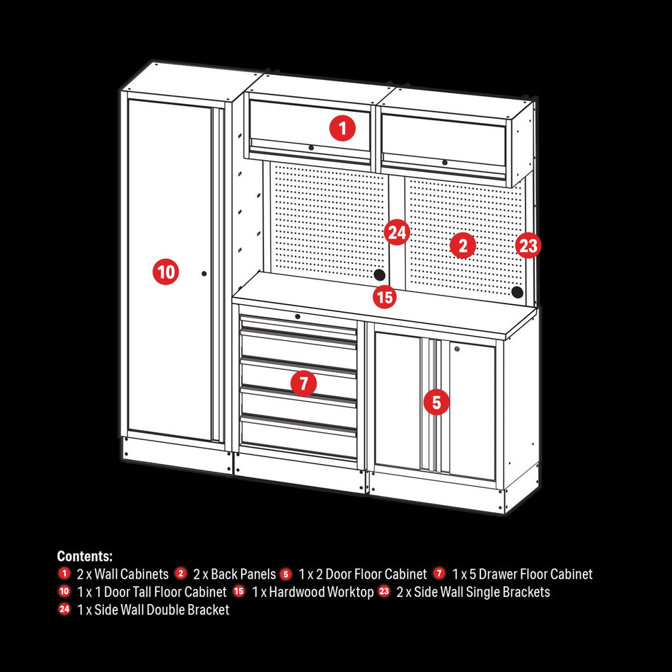 BUNKER® 04488 Modular Storage Combo with Hardwood Worktop (11 Piece)
