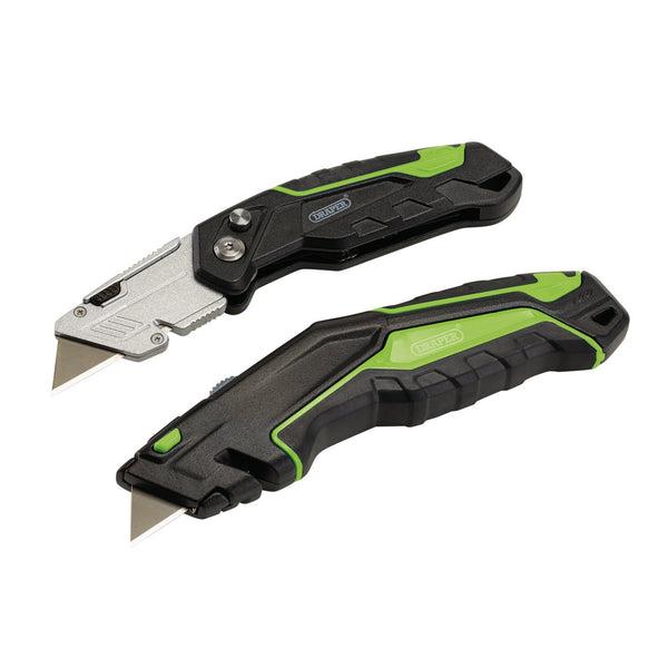 Draper 04773 Retractable & Folding Trimming Knife Set with 10 x SK2 Two Notch Blades