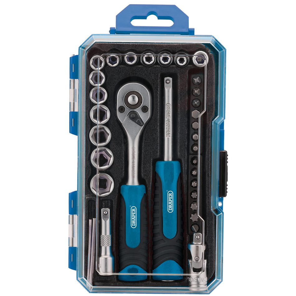 Draper 04777 Socket Set, 1/4" Sq. Dr. (35 Piece)