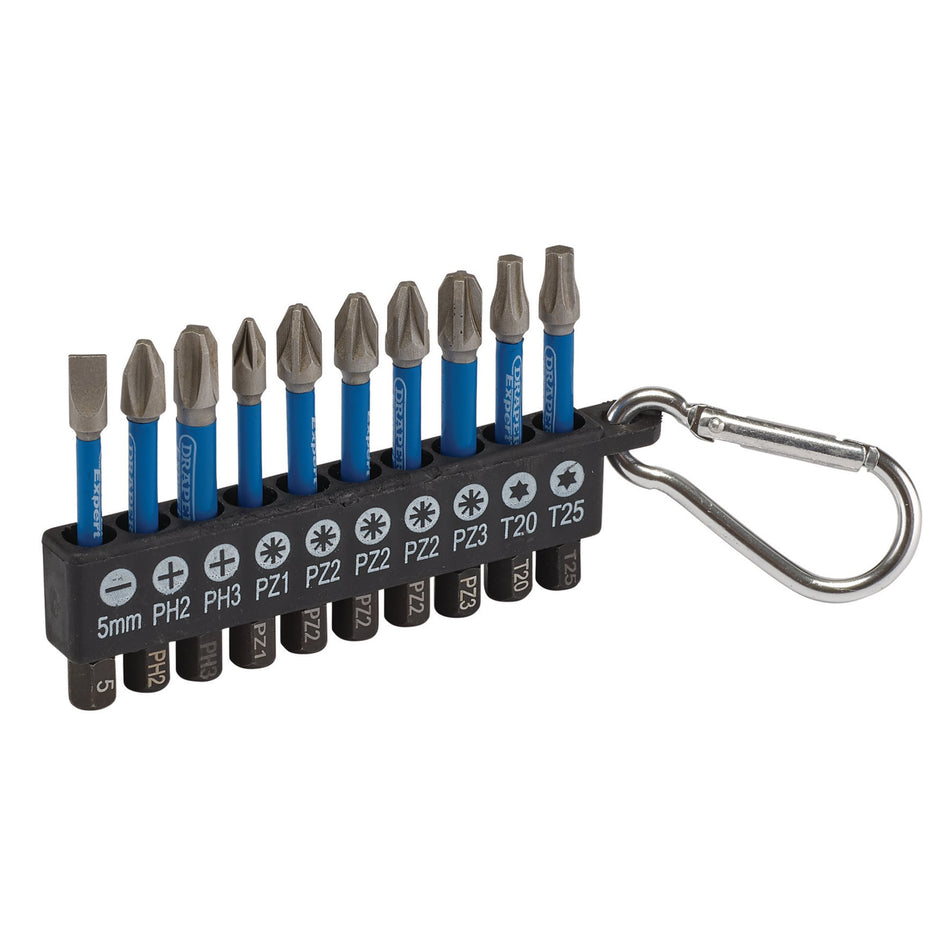 Draper 04933 Draper Expert Impact Screwdriver Bit Set, 50mm, 1/4" Hex (10 Piece)