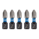 Draper 04935 Draper Expert Cross Slot/PH Type Impact Screwdriver Bits, No.2 x 25mm, 1/4" Hex (Pack of 5)