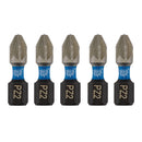 Draper 04951 Draper Expert PZ-Type Impact Screwdriver Bits, No.2 x 25mm, 1/4" Hex (Pack of 5)