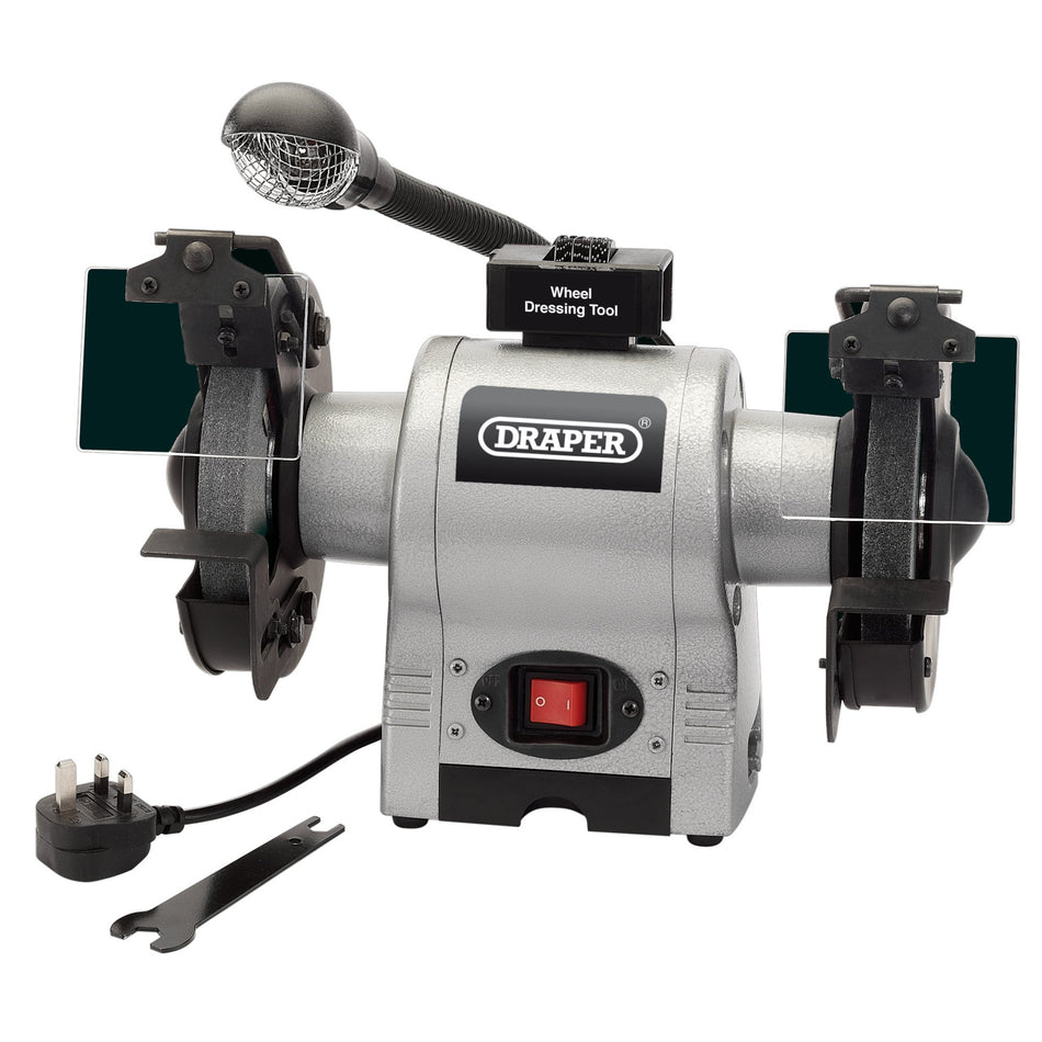 Draper 05095 Bench Grinder With Worklight, 150mm, 370W