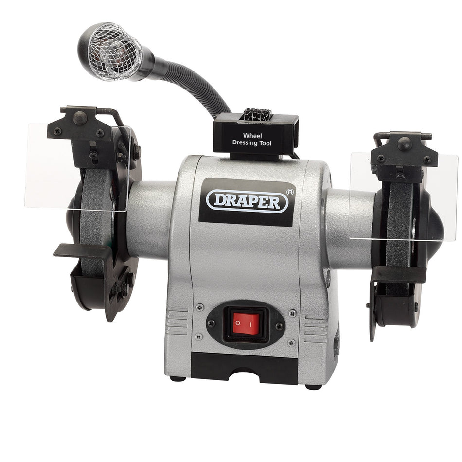 Draper 05095 Bench Grinder With Worklight, 150mm, 370W