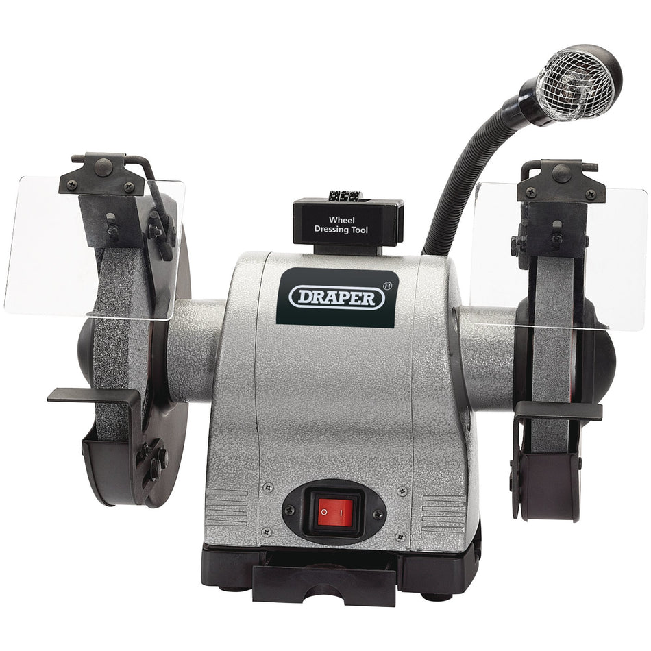 Draper 05097 Heavy Duty Bench Grinder with Worklight, 200mm, 550W
