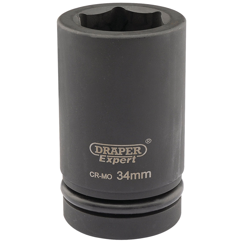 Draper 05148 Expert HI-TORQ® 6 Point Deep Impact Socket, 1" Sq. Dr., 34mm