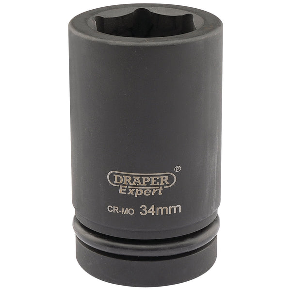 Draper 05148 Expert HI-TORQ&#174; 6 Point Deep Impact Socket, 1" Sq. Dr., 34mm