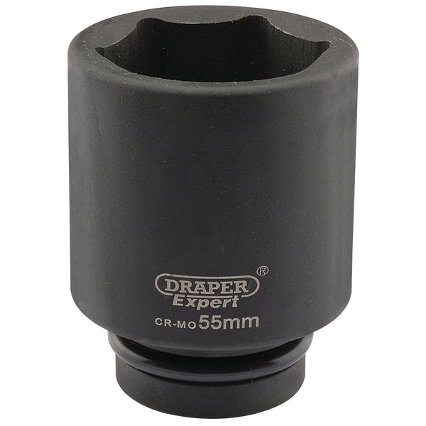 Draper 05156 Expert HI-TORQ&#174; 6 Point Deep Impact Socket, 1" Sq. Dr., 55mm