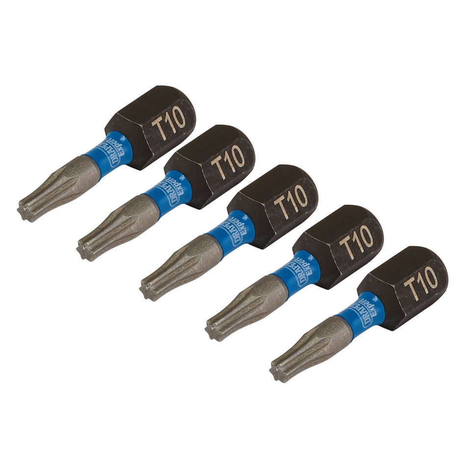 Draper 05491 Draper Expert TX-STAR® Impact Screwdriver Bits, T10 x 25mm, 1/4" Hex (Pack of 5)