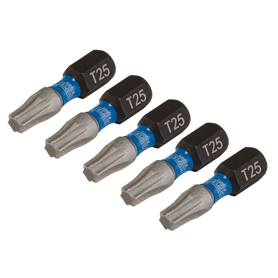Draper 05494 Draper Expert TX-STAR® Impact Screwdriver Bits, T25 x 25mm, 1/4" Hex (Pack of 5)