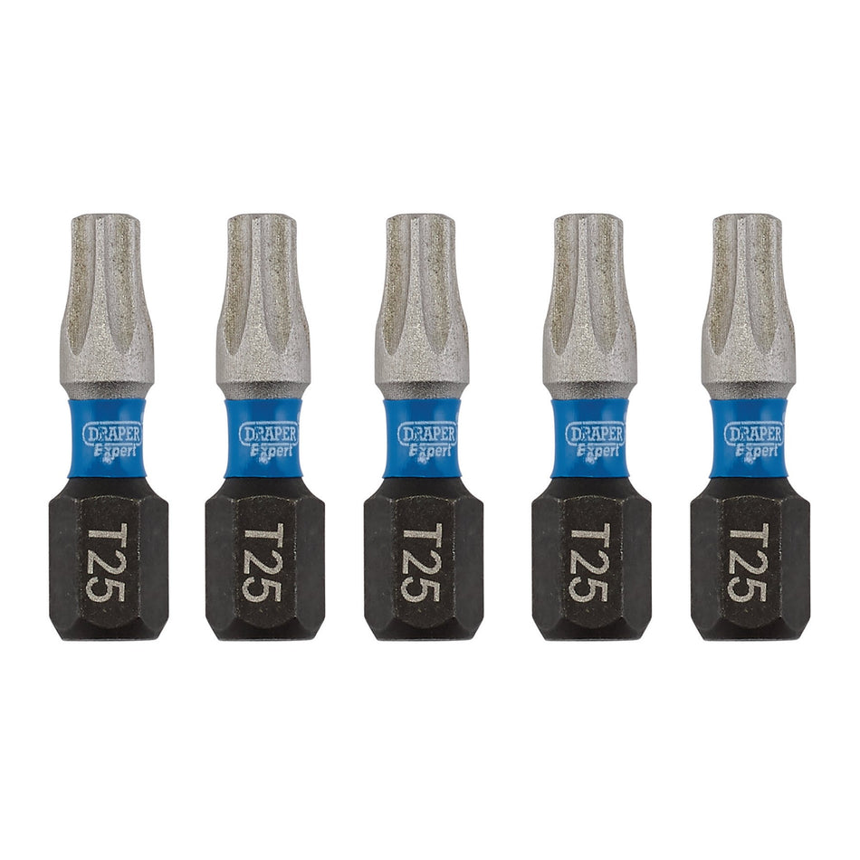 Draper 05494 Draper Expert TX-STAR® Impact Screwdriver Bits, T25 x 25mm, 1/4" Hex (Pack of 5)