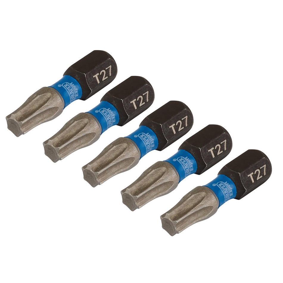 Draper 05495 Draper Expert TX-STAR® Impact Screwdriver Bits, T27 x 25mm, 1/4" Hex (Pack of 5)
