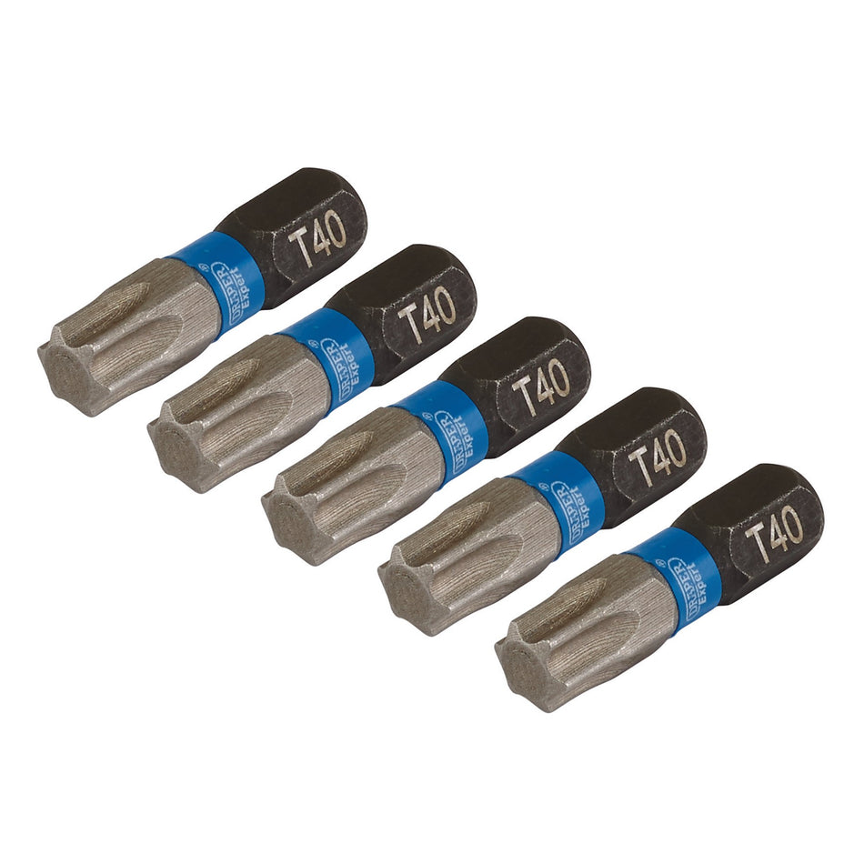 Draper 05497 Draper Expert TX-STAR® Impact Screwdriver Bits, T40 x 25mm, 1/4" Hex (Pack of 5)