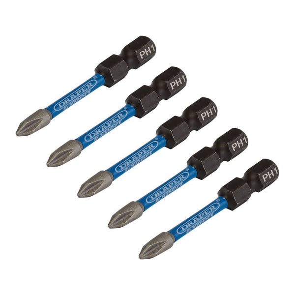 Draper 05498 Draper Expert Cross Slot/PH Type Impact Screwdriver Bits, No.1 x 50mm, 1/4" Hex (Pack of 5)