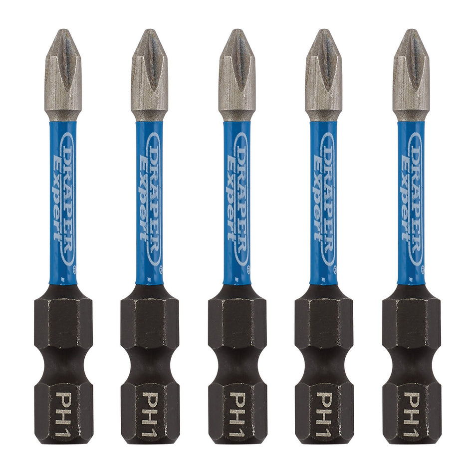 Draper 05498 Draper Expert Cross Slot/PH Type Impact Screwdriver Bits, No.1 x 50mm, 1/4" Hex (Pack of 5)