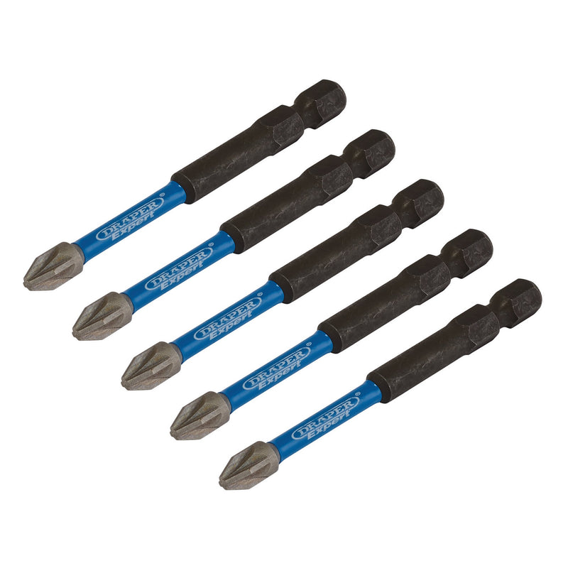 Draper 05675 Draper Expert PZ-Type Impact Screwdriver Bits, No.2 x 75mm, 1/4" Hex (Pack of 5)