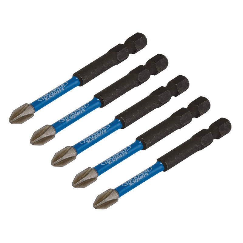 Draper 05676 Draper Expert Cross Slot/PH Type Impact Screwdriver Bits, No.2 x 75mm, 1/4" Hex (Pack of 5)