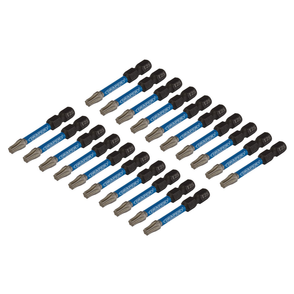 Draper 05699 Draper Expert TX-STAR® Impact Screwdriver Bits, T25 x 50mm, 1/4" Hex (Pack of 20)