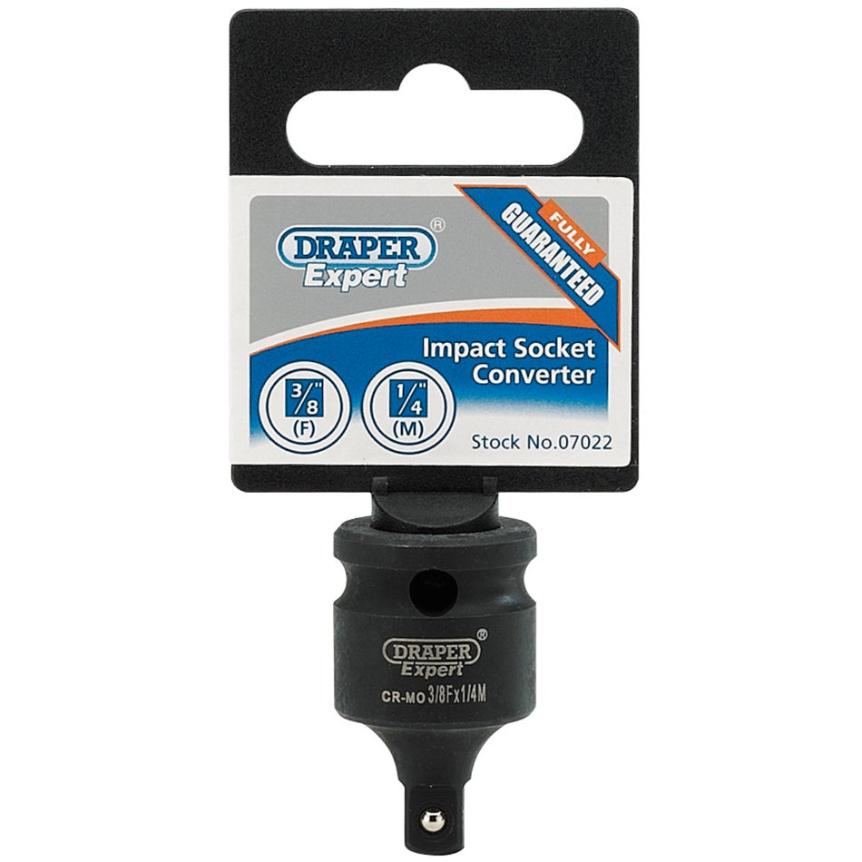 Draper 07022 Expert Impact Socket Converter, 3/8"(F) x 1/4"(M)