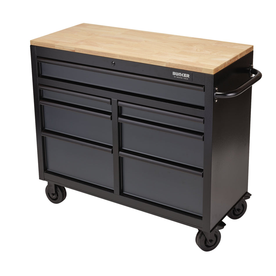BUNKER® 08216 Workbench Roller Tool Cabinet, 7 Drawer, 41", Grey