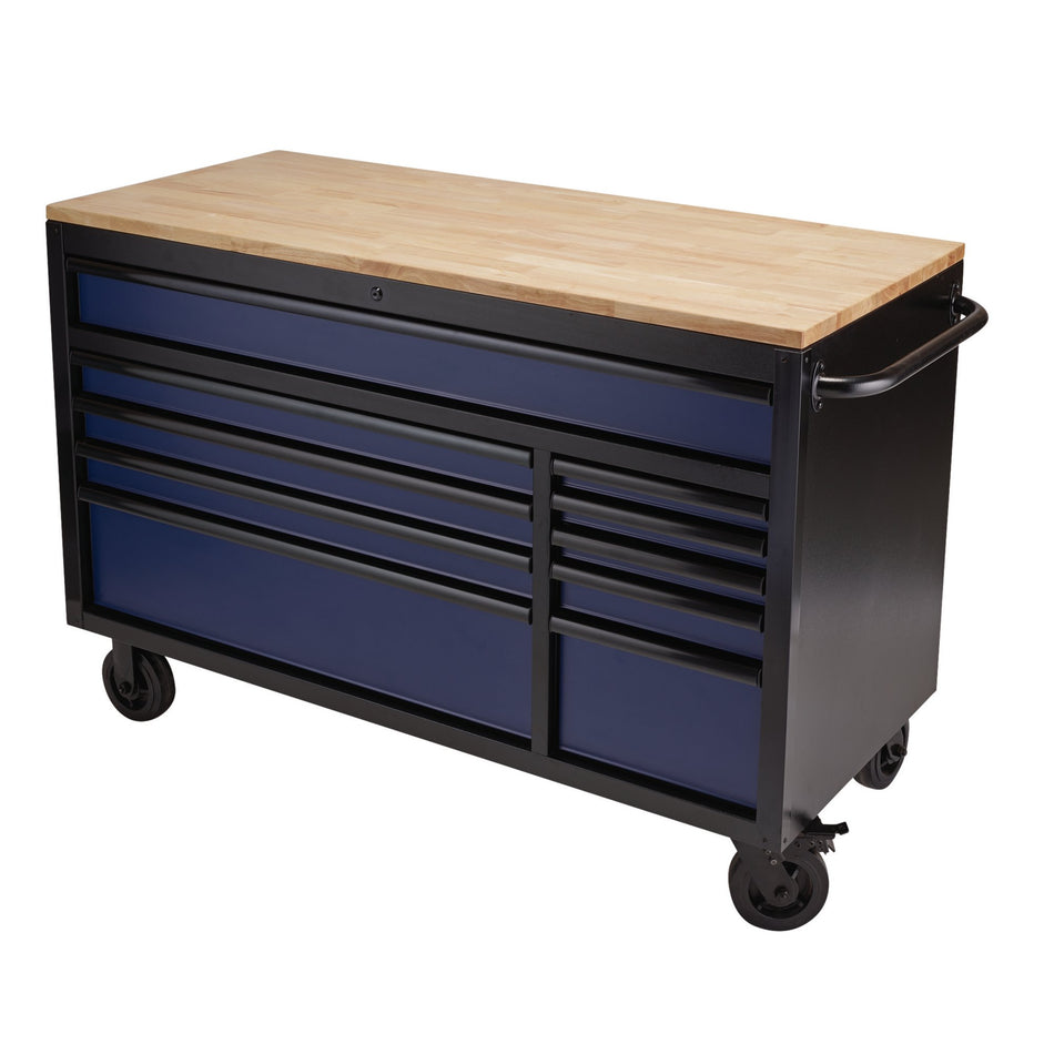 BUNKER® 08237 Workbench Roller Tool Cabinet, 10 Drawer, 56", Blue