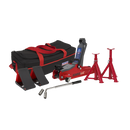 Sealey 1020LEBAGCOMBO 2tonne Low Entry Short Chassis Trolley Jack & Accessories Bag Combo - Red