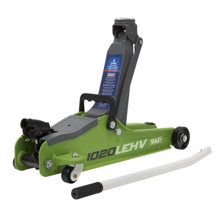 Sealey 1020LEHV 2tonne Low Entry Short Chassis Trolley Jack - Hi-Vis Green