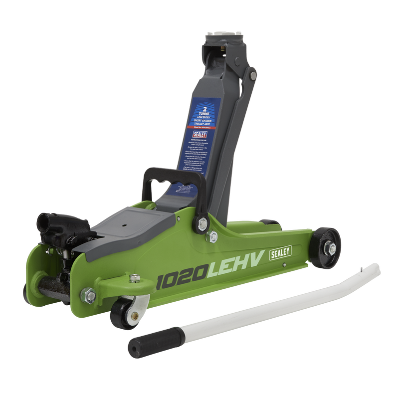 Sealey 1020LEHV 2tonne Low Entry Short Chassis Trolley Jack - Hi-Vis Green