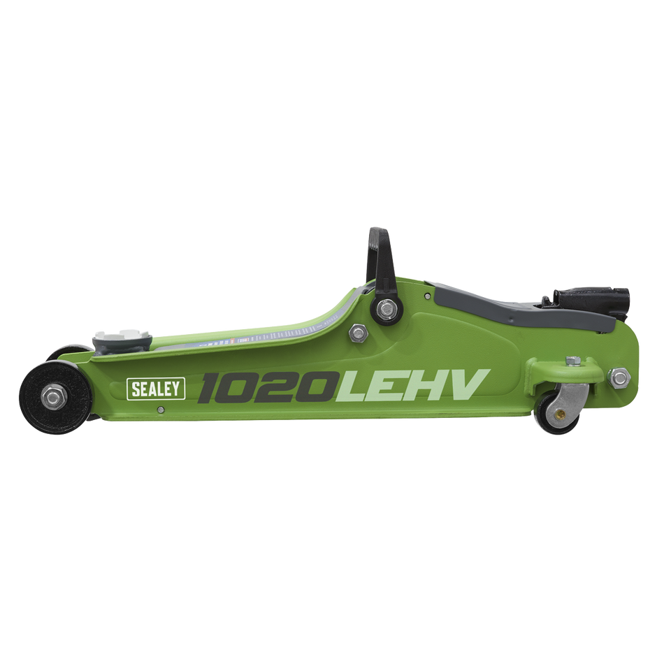Sealey 1020LEHV 2tonne Low Entry Short Chassis Trolley Jack - Hi-Vis Green